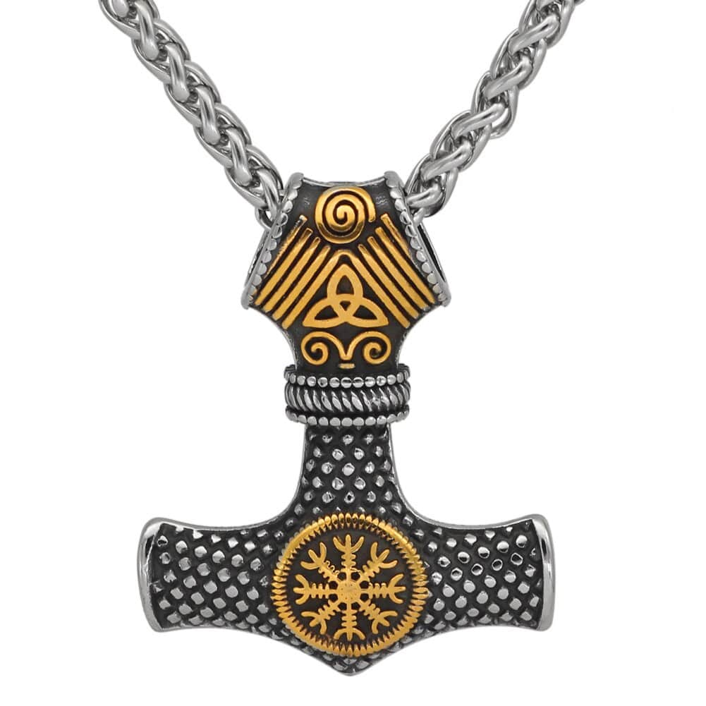 Collier marteau de Thor avec heaume de la terreur-HERITAGE VIKING