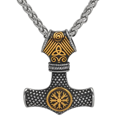 Collier marteau de Thor avec heaume de la terreur-HERITAGE VIKING