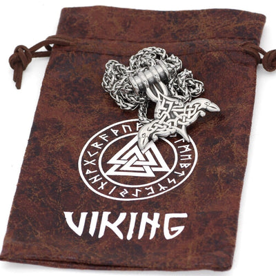 Collier Mjolnir en forme de corbeaux d'Odin-HERITAGE VIKING