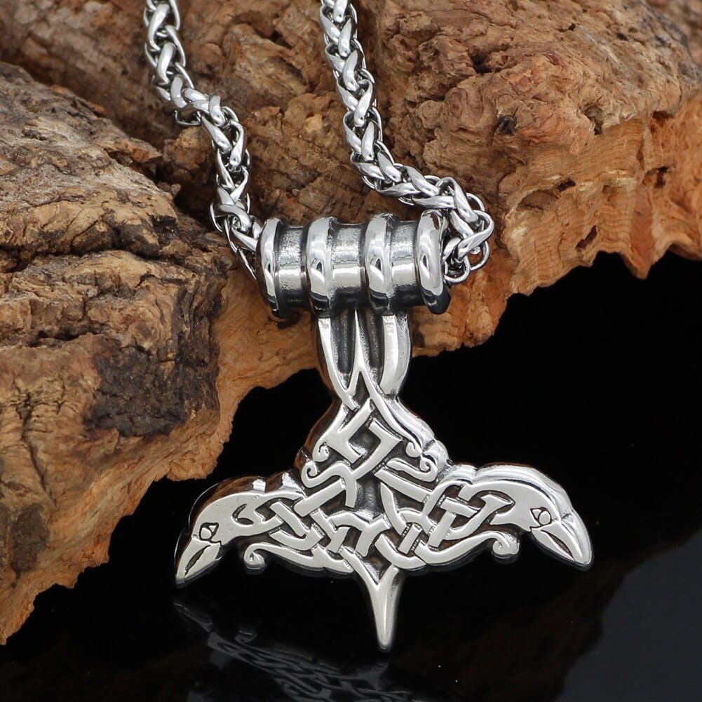 Collier Mjolnir en forme de corbeaux d'Odin-HERITAGE VIKING