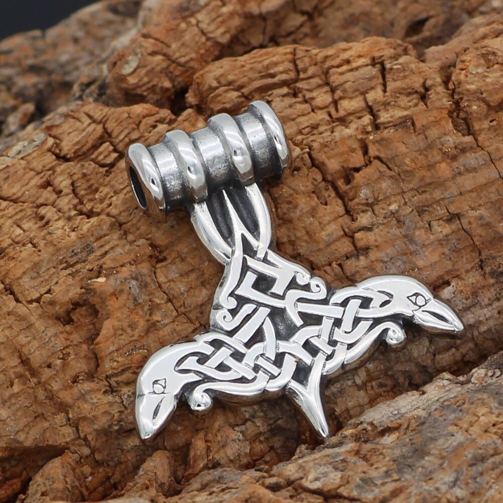 Collier Mjolnir en forme de corbeaux d'Odin-HERITAGE VIKING
