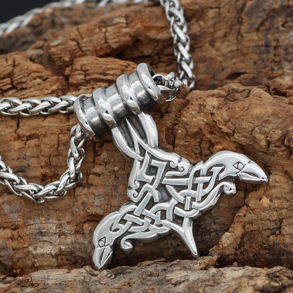 Collier Mjolnir en forme de corbeaux d'Odin-HERITAGE VIKING