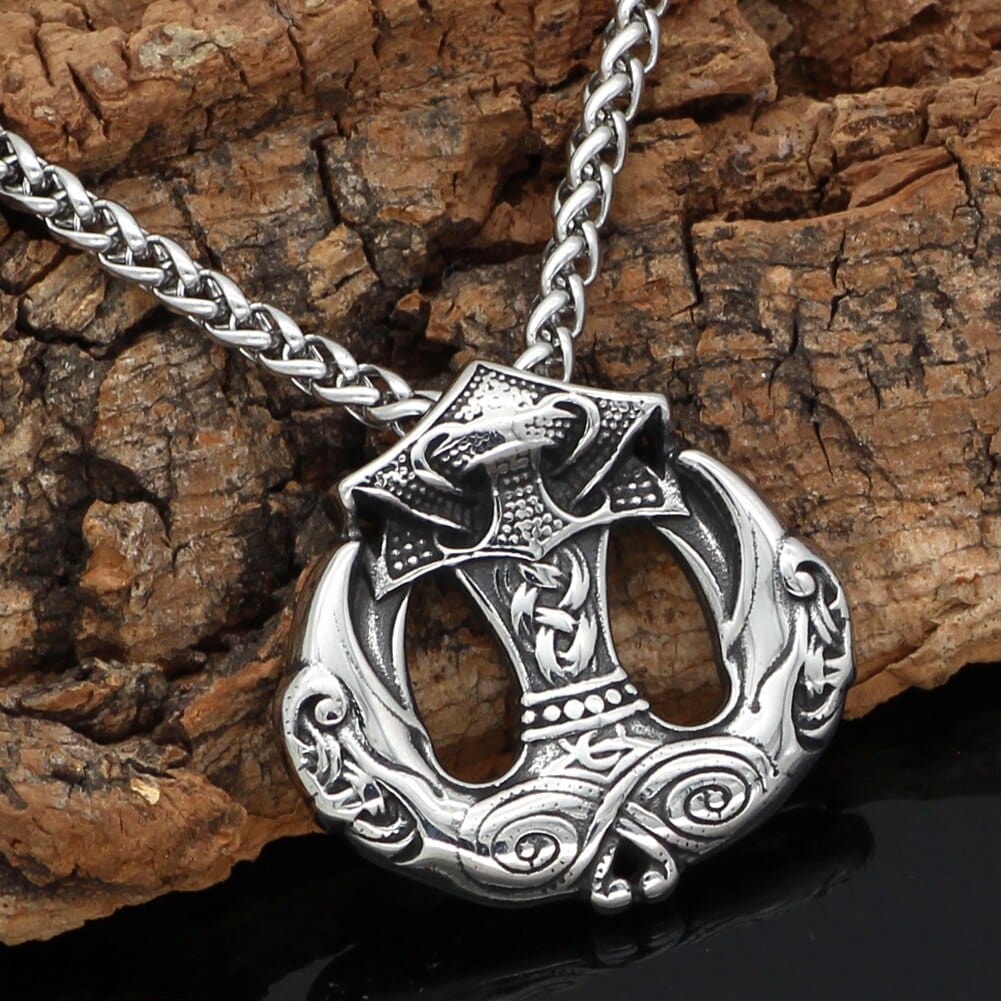 Collier Mjolnir - marteau de Thor avec becs des corbeaux d'odin-HERITAGE VIKING