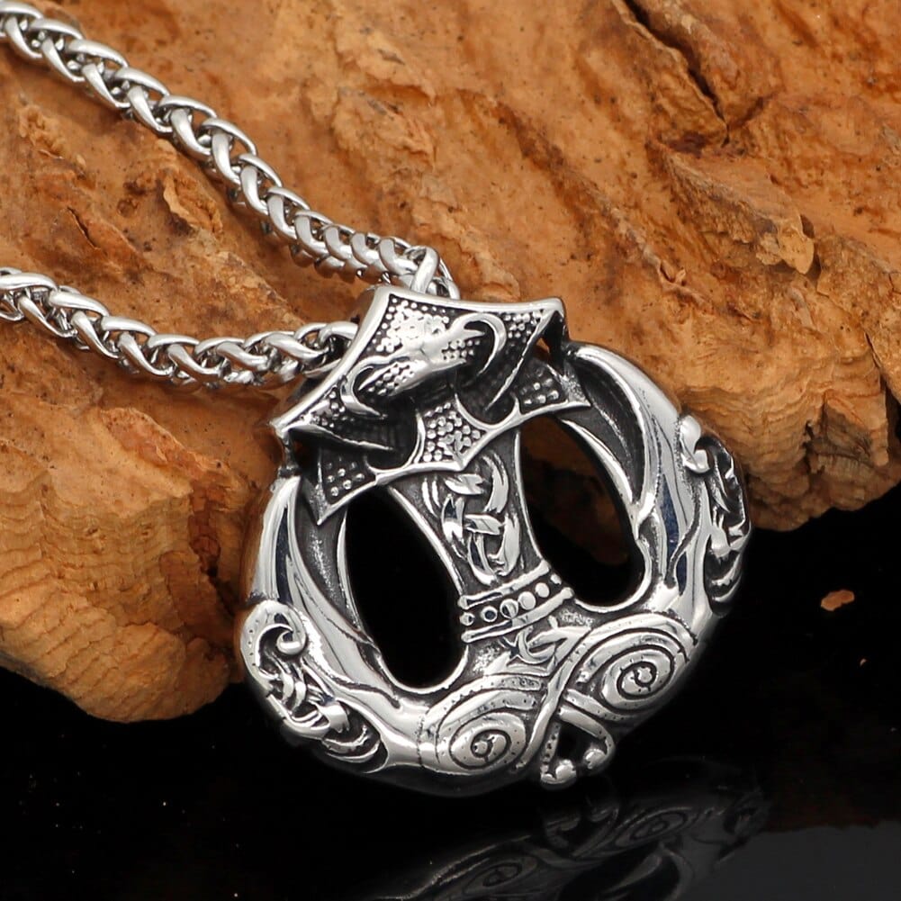 Collier Mjolnir - marteau de Thor avec becs des corbeaux d'odin-HERITAGE VIKING