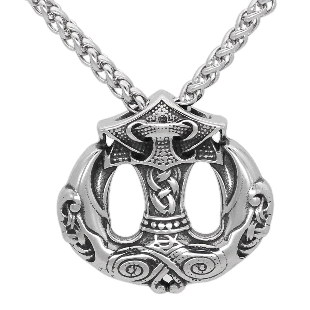 Collier Mjolnir - marteau de Thor avec becs des corbeaux d'odin-HERITAGE VIKING