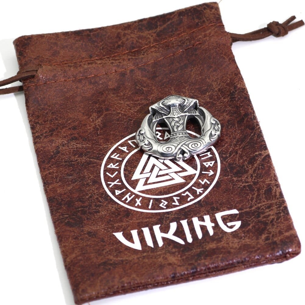 Collier Mjolnir - marteau de Thor avec becs des corbeaux d'odin-HERITAGE VIKING