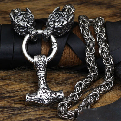 Collier puissance de Mjolnir et protection de Freki et Geri-HERITAGE VIKING