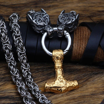 Collier puissance de Mjolnir et protection de Freki et Geri-HERITAGE VIKING