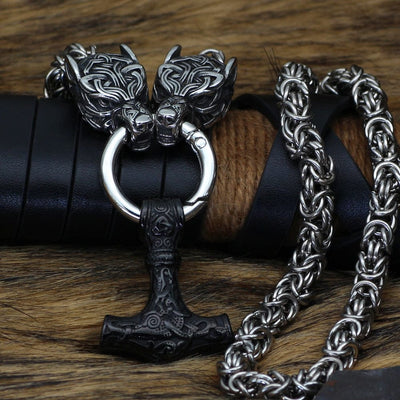 Collier puissance de Mjolnir et protection de Freki et Geri-HERITAGE VIKING