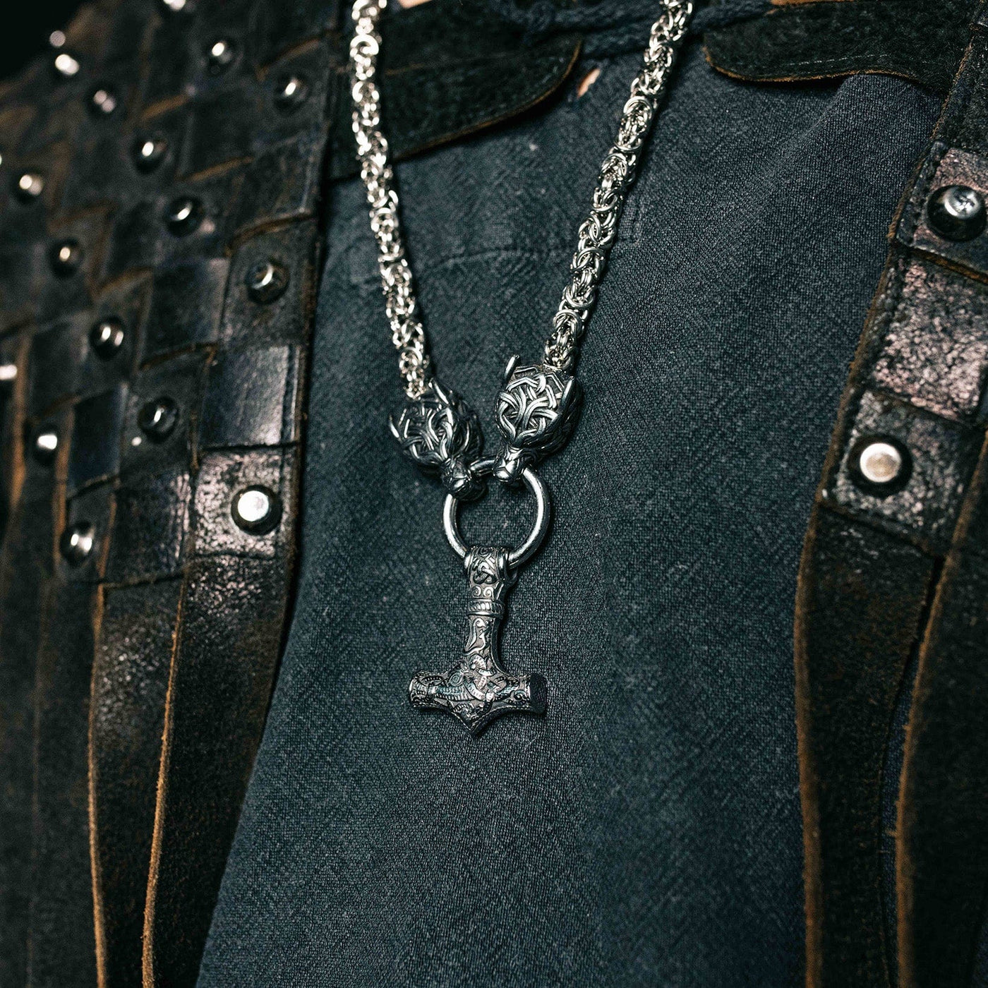 Collier puissance de Mjolnir et protection de Freki et Geri-HERITAGE VIKING