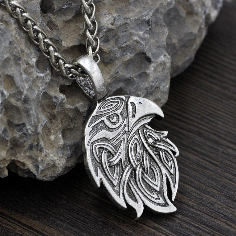 Collier tête du corbeau d'Odin-HERITAGE VIKING
