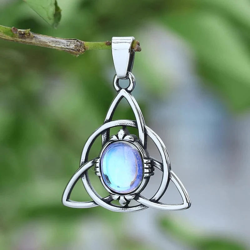 Collier Triquetra "Talisman de Féminité" avec pierre de lune-HERITAGE VIKING