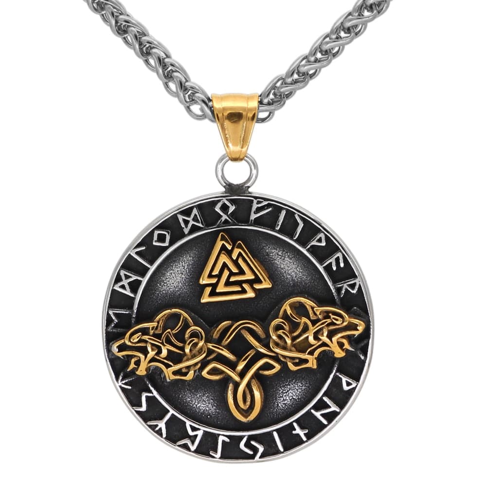 Collier Valknut loups d'Odin-HERITAGE VIKING