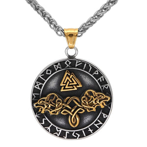 Collier Valknut loups d'Odin-HERITAGE VIKING