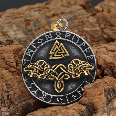 Collier Valknut loups d'Odin-HERITAGE VIKING