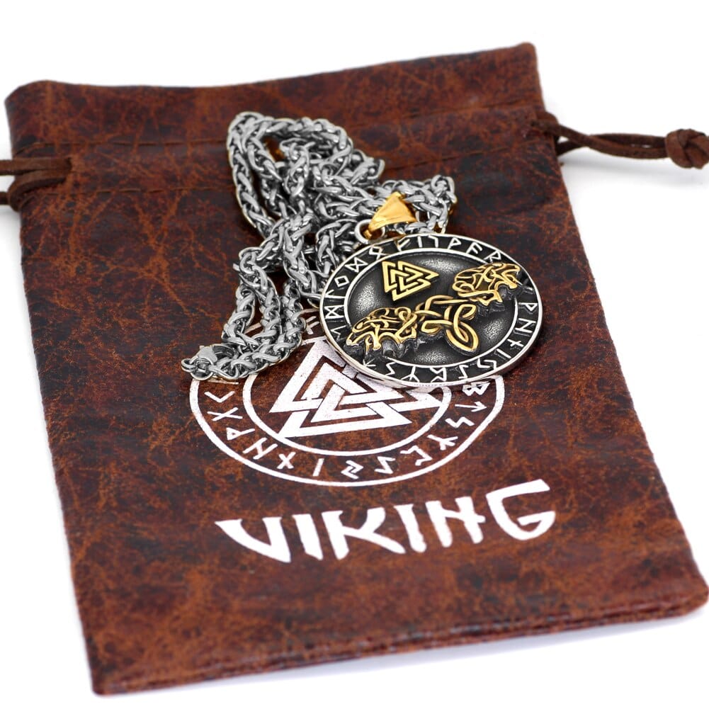 Collier Valknut loups d'Odin-HERITAGE VIKING