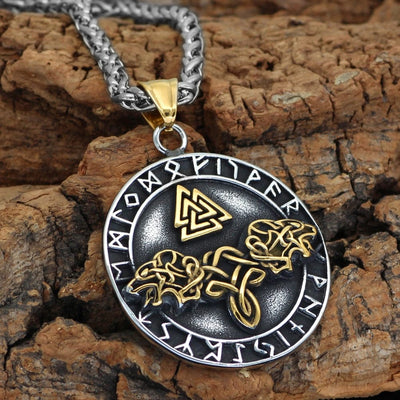 Collier Valknut loups d'Odin-HERITAGE VIKING