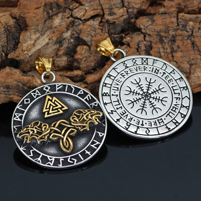 Collier Valknut loups d'Odin-HERITAGE VIKING