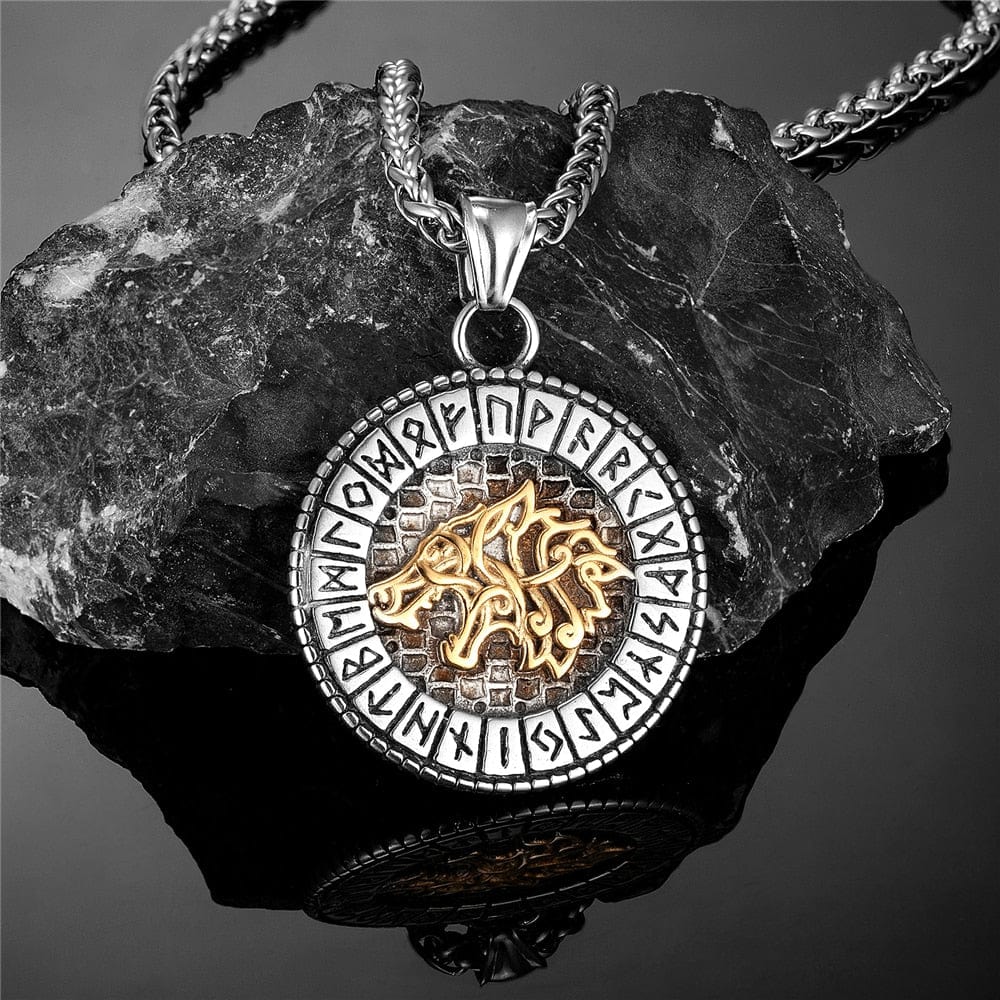 Collier Viking - Collier Rune Dorée de Fenrir-HERITAGE VIKING