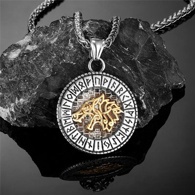 Collier Viking - Collier Rune Dorée de Fenrir-HERITAGE VIKING
