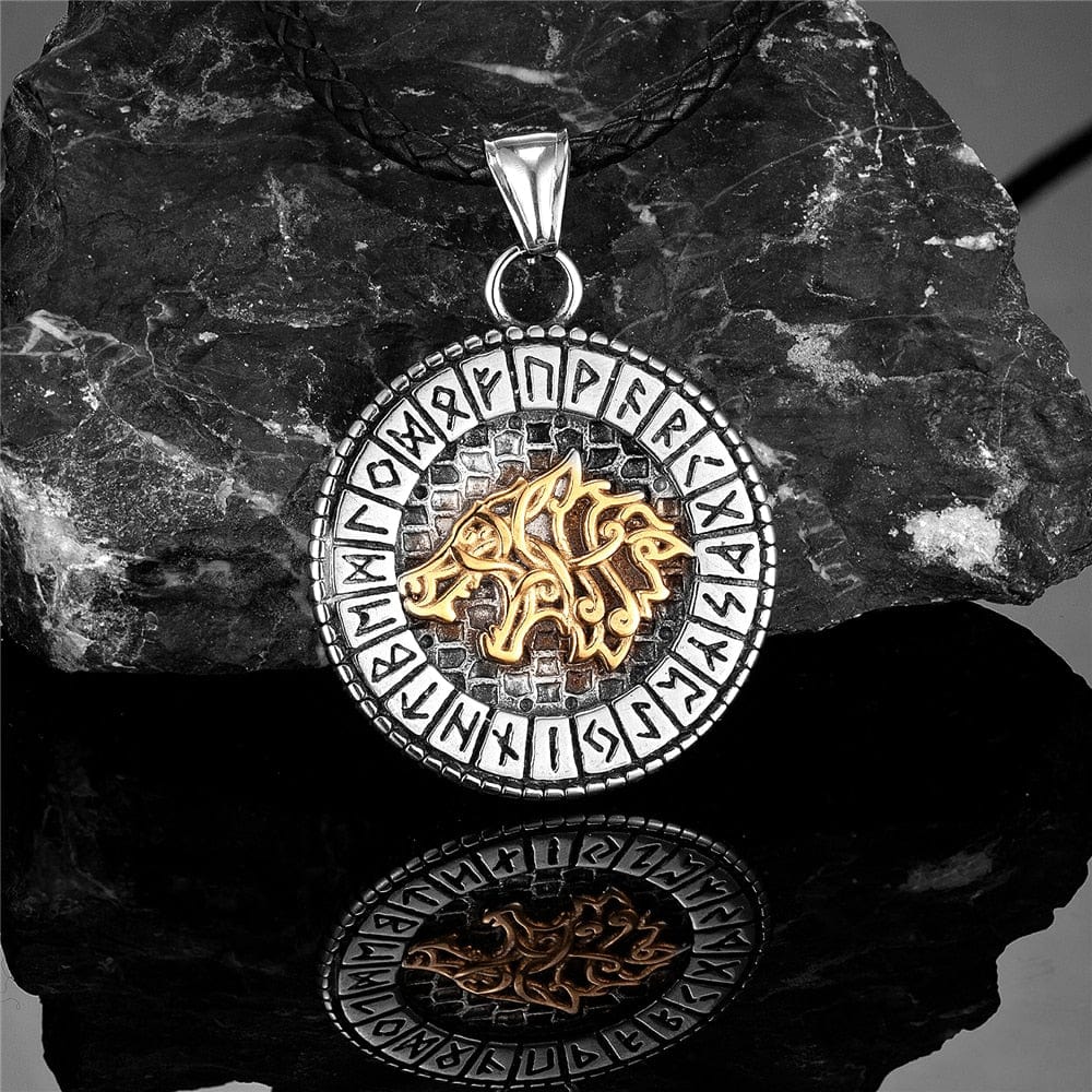 Collier Viking - Collier Rune Dorée de Fenrir-HERITAGE VIKING