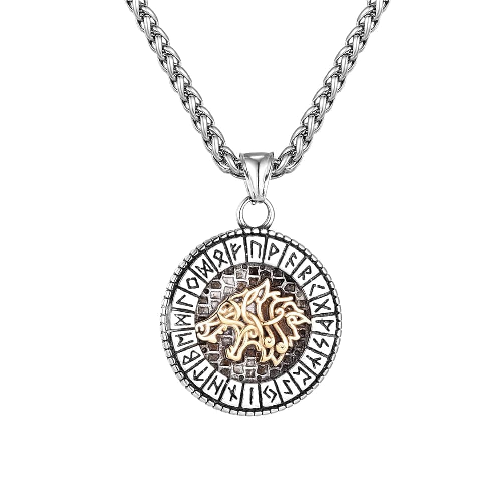 Collier Viking - Collier Rune Dorée de Fenrir-HERITAGE VIKING