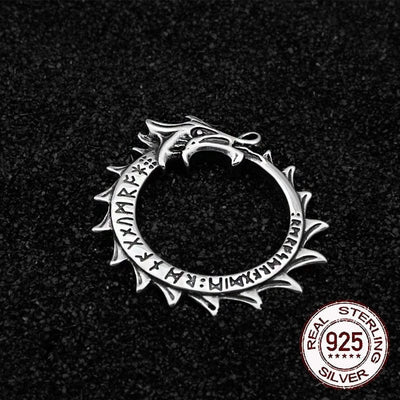 Pendentif en Argent Sterling 925 - Rune d'Ouroboros-HERITAGE VIKING