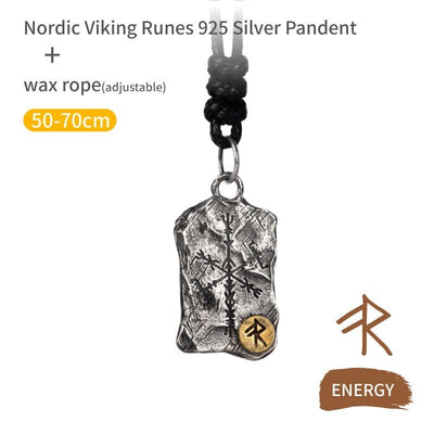 Collier Viking en Argent Sterling 925 - Stèle Runique-HERITAGE VIKING