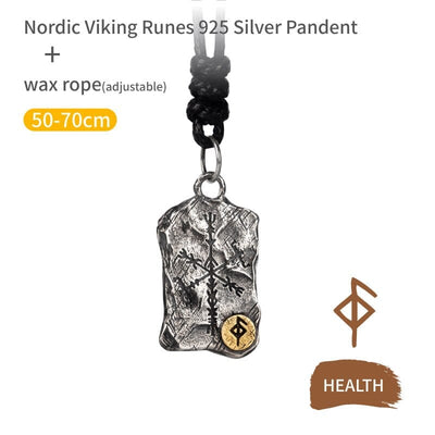 Collier Viking en Argent Sterling 925 - Stèle Runique-HERITAGE VIKING
