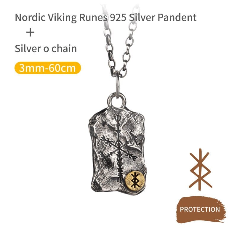 Collier Viking en Argent Sterling 925 - Stèle Runique-HERITAGE VIKING