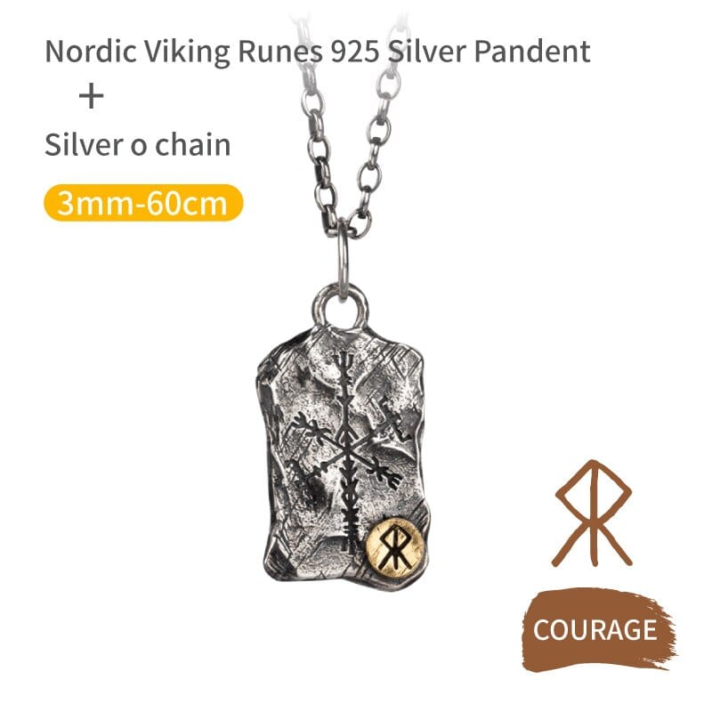 Collier Viking en Argent Sterling 925 - Stèle Runique-HERITAGE VIKING