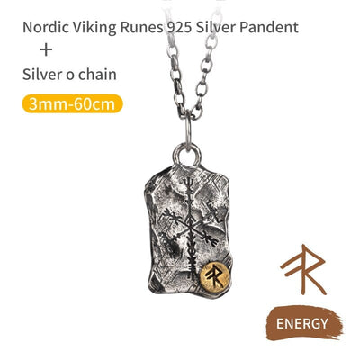 Collier Viking en Argent Sterling 925 - Stèle Runique-HERITAGE VIKING