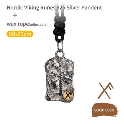 Collier Viking en Argent Sterling 925 - Stèle Runique-HERITAGE VIKING