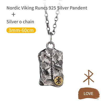 Collier Viking en Argent Sterling 925 - Stèle Runique-HERITAGE VIKING