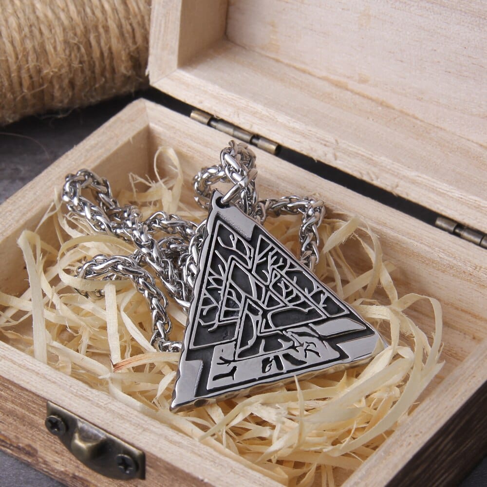 Collier Viking "Lien des Mondes: Pendentif Yggdrasil Valknut"-HERITAGE VIKING