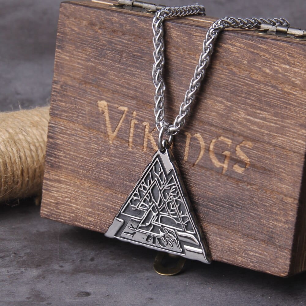 Collier Viking "Lien des Mondes: Pendentif Yggdrasil Valknut"-HERITAGE VIKING