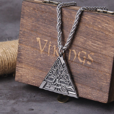Collier Viking "Lien des Mondes: Pendentif Yggdrasil Valknut"-HERITAGE VIKING