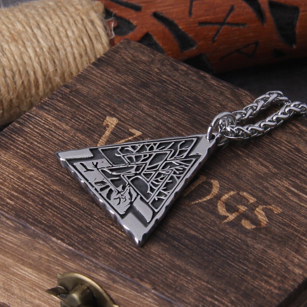 Collier Viking "Lien des Mondes: Pendentif Yggdrasil Valknut"-HERITAGE VIKING
