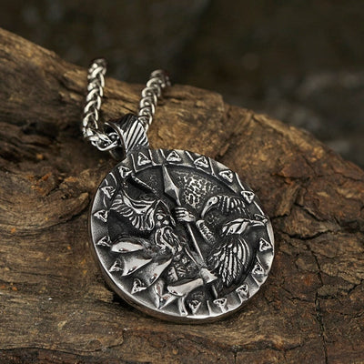 Collier Viking Odin et les corbeaux Huginn et Muninn-HERITAGE VIKING