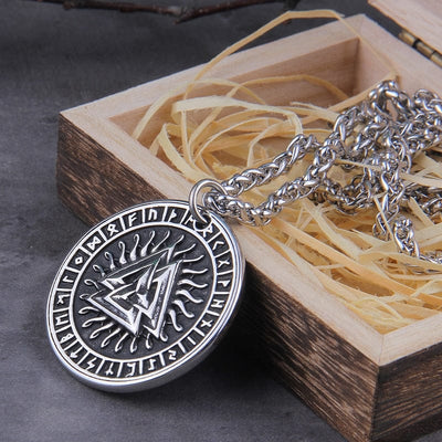 Collier Viking "Pendentif du Soleil Runic et Valknut"-HERITAGE VIKING