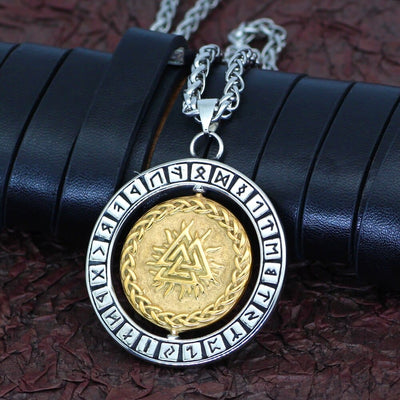 Collier visage d'Odin accompagné de ses 2 corbeaux-HERITAGE VIKING
