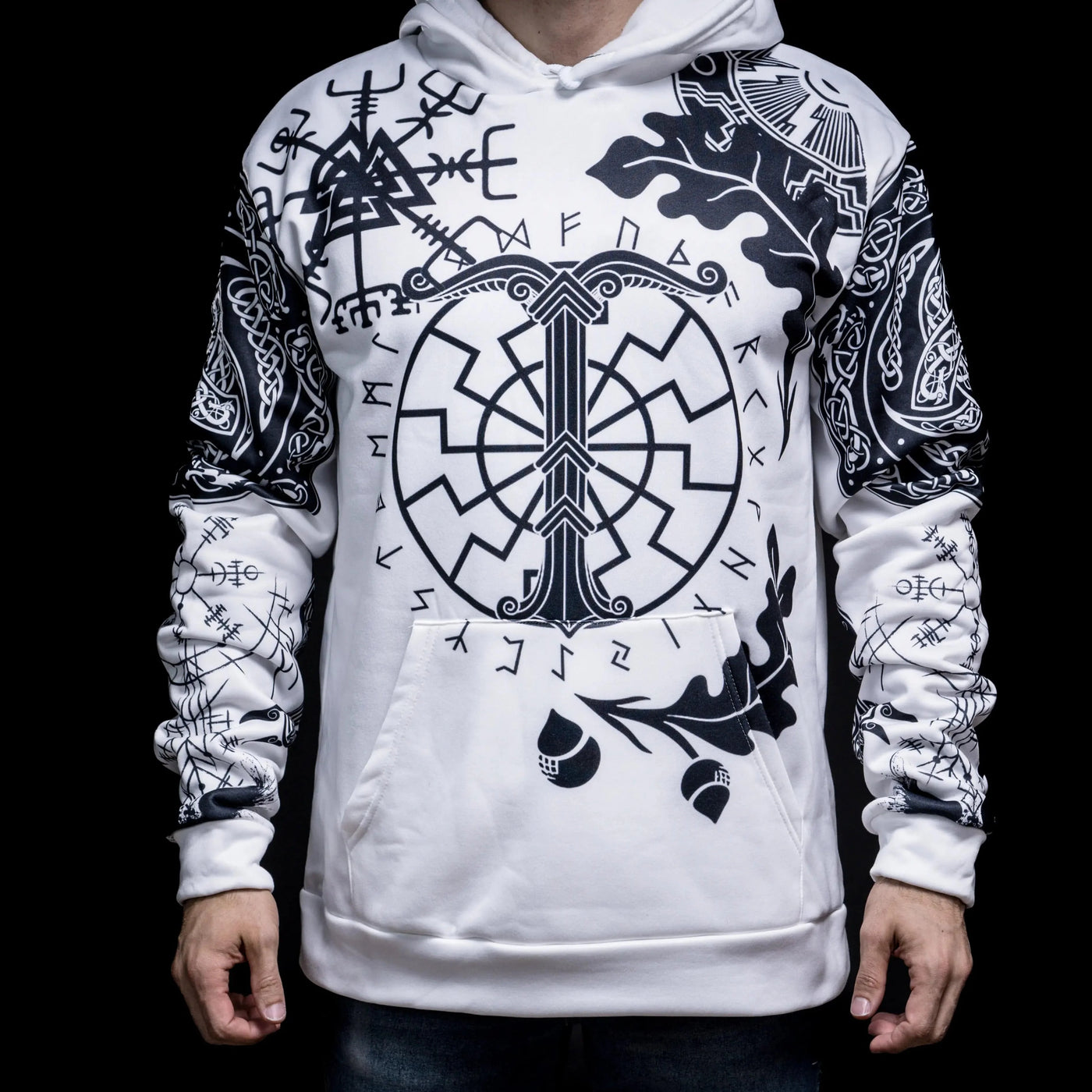Hoodie Viking "Hoodie Énigme Runique et Vegvisir"-HERITAGE VIKING