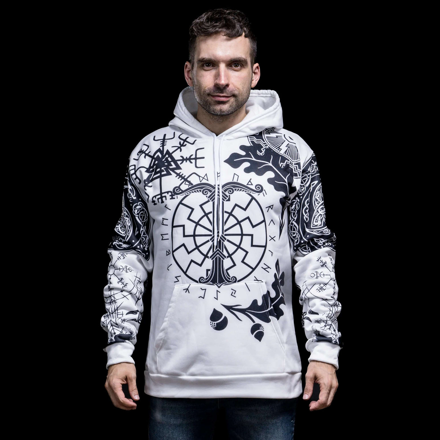 Hoodie Viking "Hoodie Énigme Runique et Vegvisir"-HERITAGE VIKING
