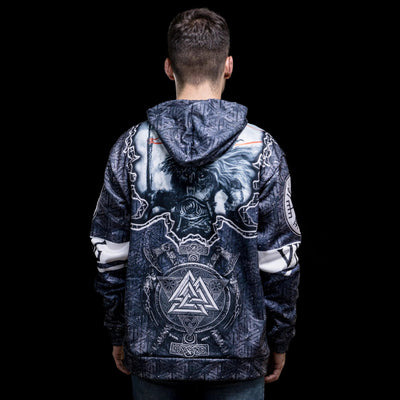 Hoodie Viking "Hoodie Odin et Gungnir - Les Haches du Valknut"-HERITAGE VIKING