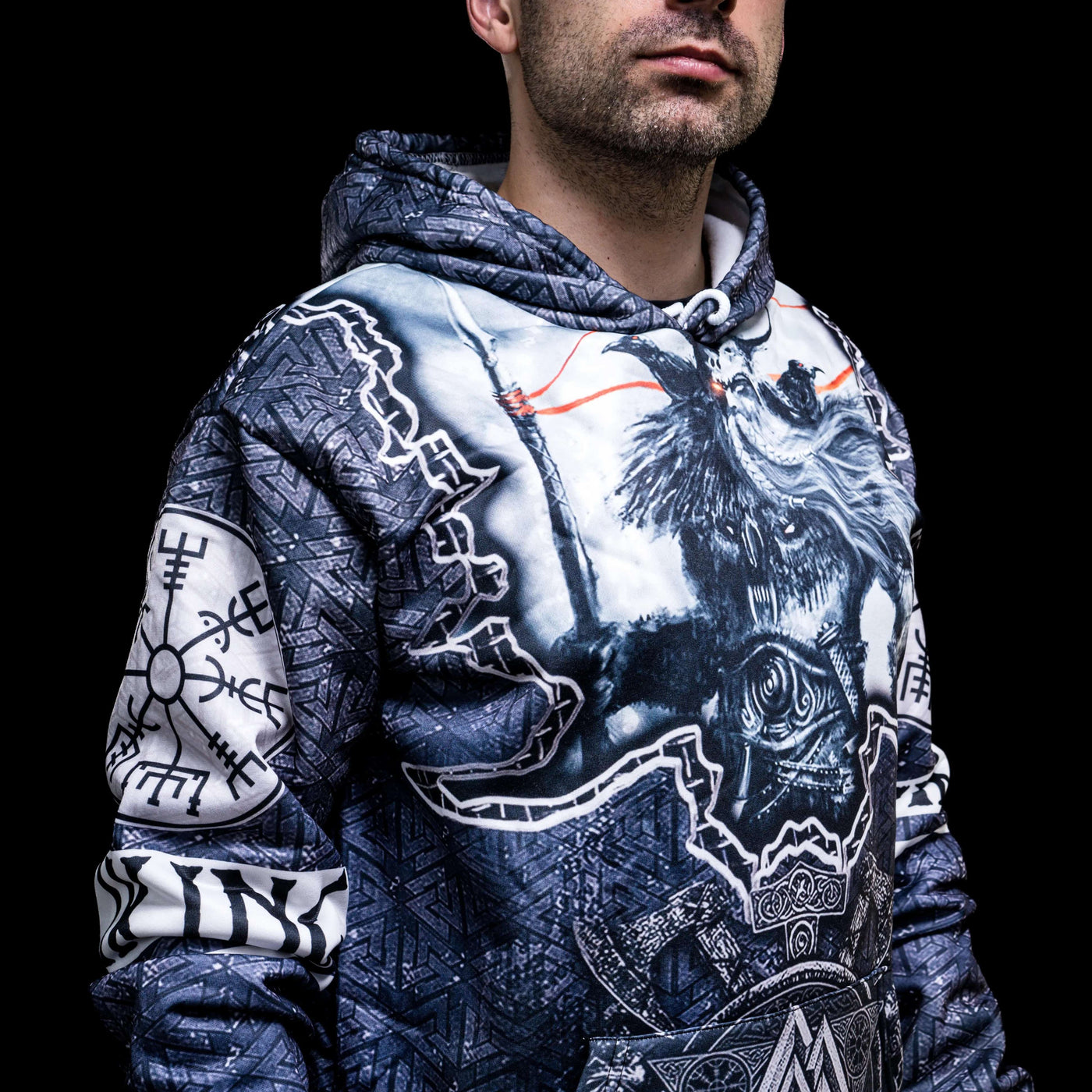 Hoodie Viking "Hoodie Odin et Gungnir - Les Haches du Valknut"-HERITAGE VIKING