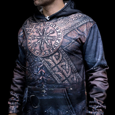 Hoodie Viking "Vegvisir, la boussole du guerrier"-HERITAGE VIKING