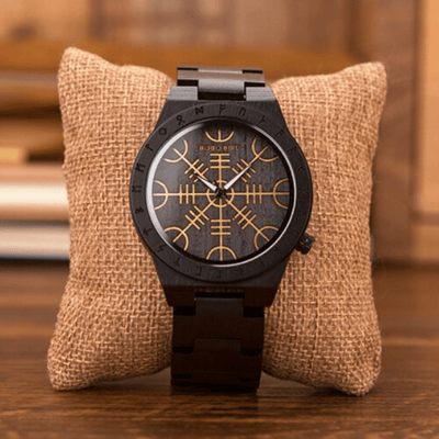 Montre en bois foncé Aegishjalmur - Odin's Hall-HERITAGE VIKING