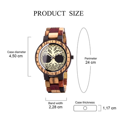Montre en Bois - Yggdrasil Bois Intense-HERITAGE VIKING