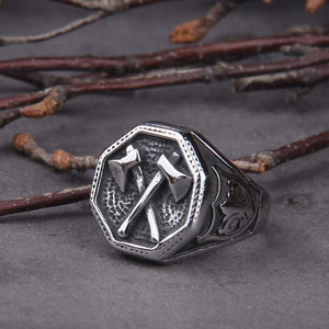 Bague de hache de guerre croisée - acier inoxydable-HERITAGE VIKING