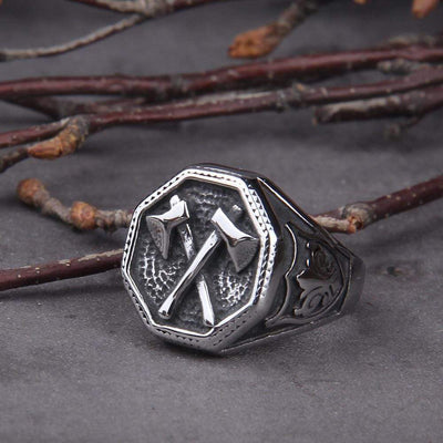Bague de hache de guerre croisée - acier inoxydable-HERITAGE VIKING